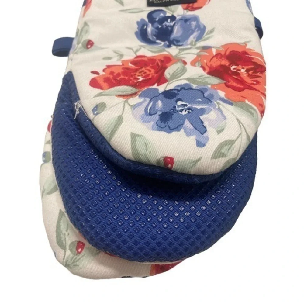 Lauren Ralph Lauren Home Kitchen Set NWT 3 Red Blue Floral Towels‎ 2 Mini Mitts